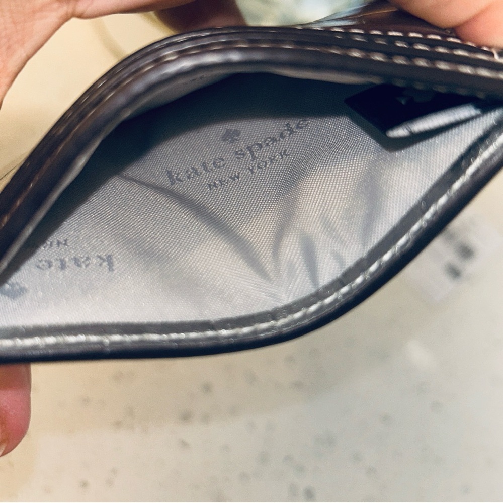 ♠️ Kate Spade Madison Croc Embossed Mini Crossbody & Slim Card Holder Silver NWT - Picture 16 of 17